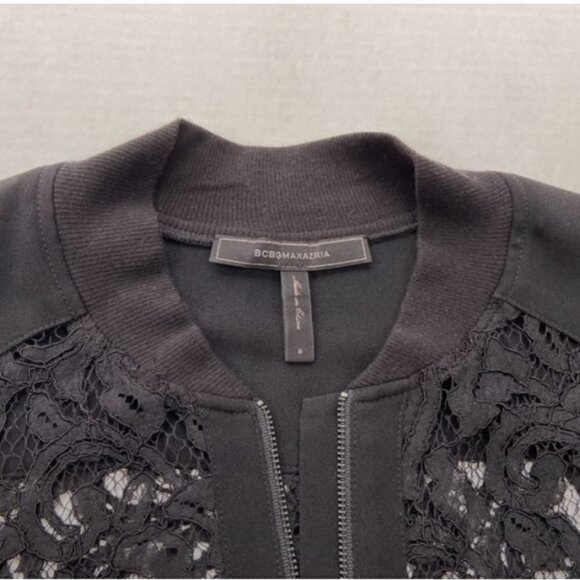 BCBG Black Lace Long Sleeve Zipper Jacket, Small - Picture 5 of 7